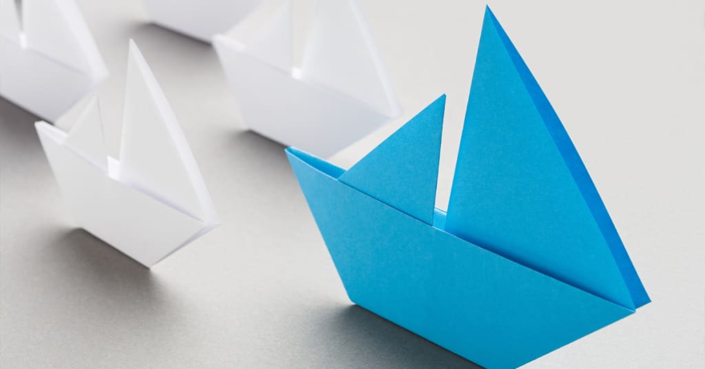 Papier Schiffe Blau Weiss